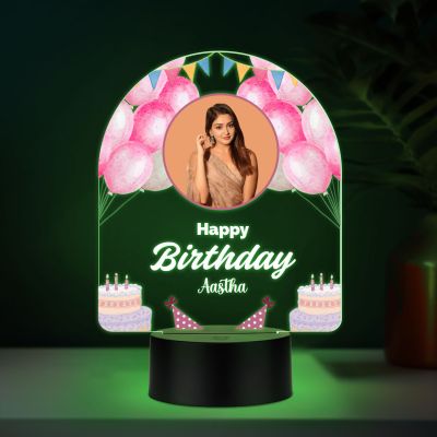 Personalized Acrylic Printed Happy Birthday LED Table Lamp with 7 Color Changing Light Birthday Gift for Girlfriend, Boyfriend, Husband, Wife, Brother, Sister & Friends
